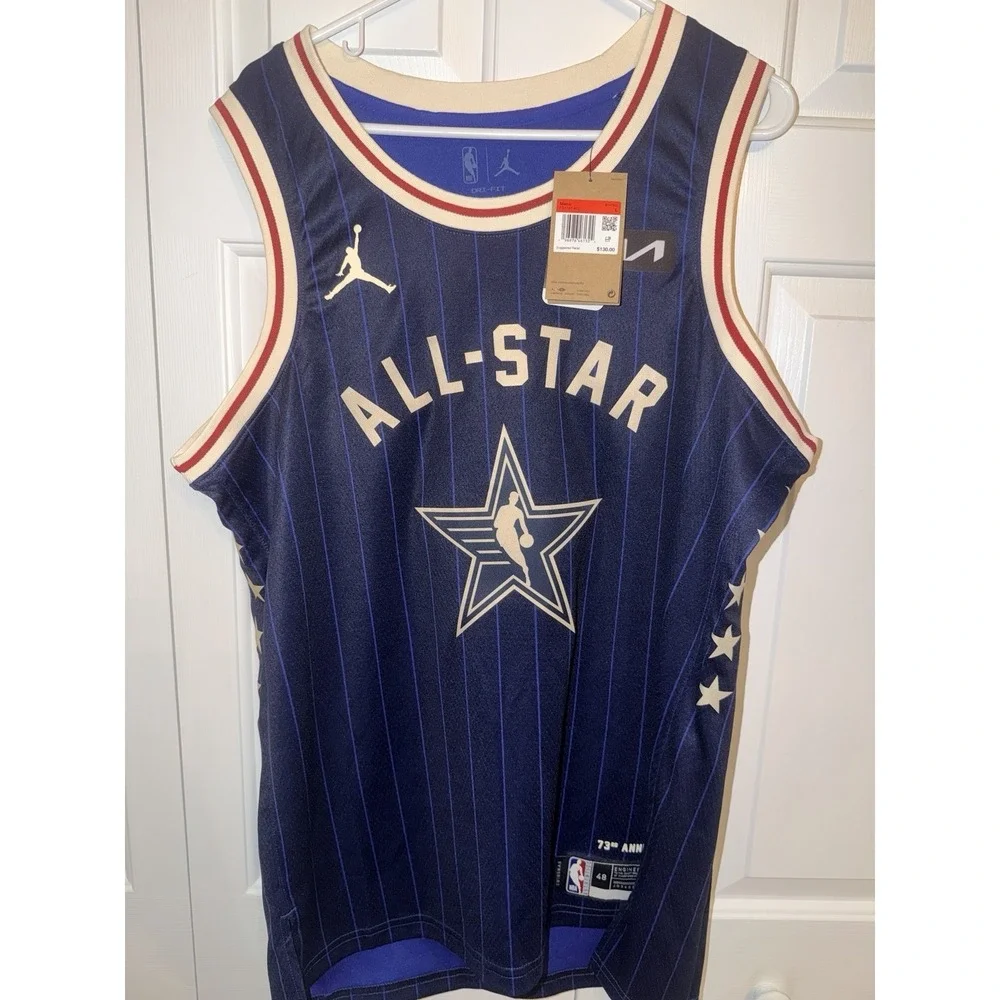 Men's LeBron James #23 NBA All-Star Jersey Blue Pinstripe Nike Dri-FIT Size L